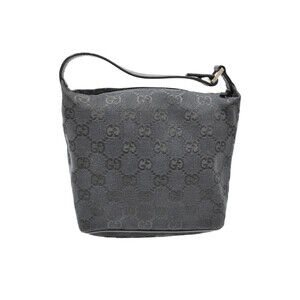 Gucci cosmetic canvas GG black leather pouch handbag accessory